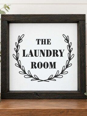 The Laundry Room Handcrafted wood & canvas sign
